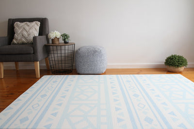 Crystals - Ivory Baby Blue | Soft Stylish Reversible Play Mat | Large