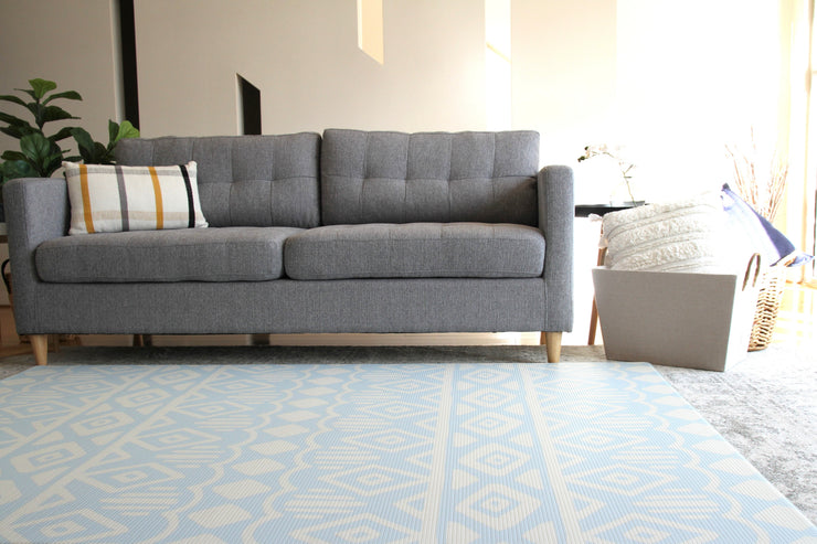 Crystals - Blue Charcoal | Soft Stylish Reversible Play Mat | Large