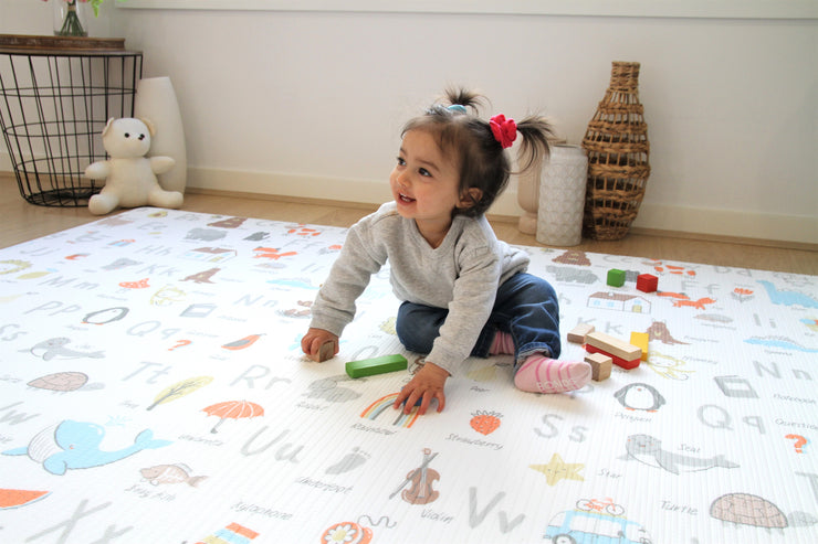 Alpha - Palm Gray | Soft Stylish Educational Baby play mat | Large