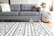 Crystals - Blue Charcoal | Soft Stylish Reversible Play Mat | Large