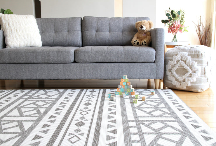 Crystals - Blue Charcoal | Soft Stylish Reversible Play Mat | Large