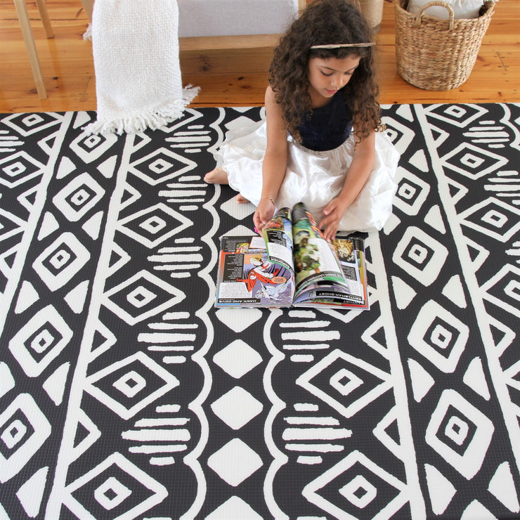 Crystals - Black Gray | Soft Stylish Reversible Play Mat | Large