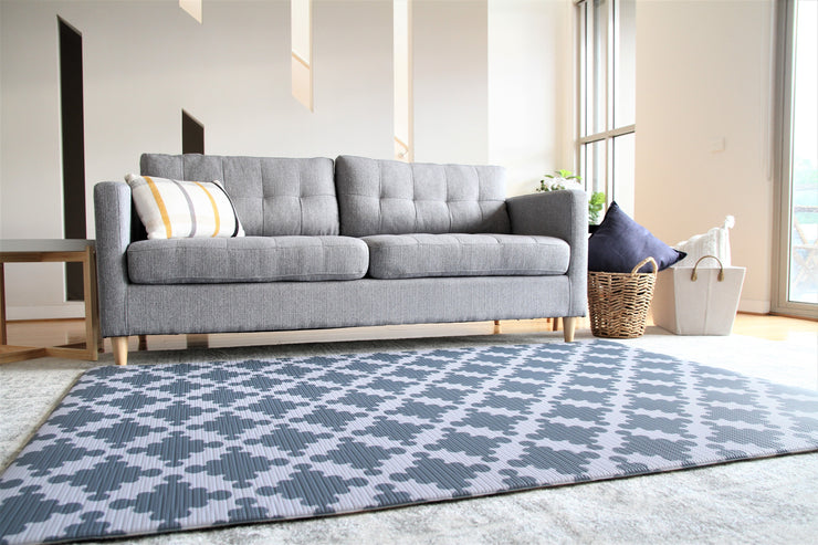 Luxe Nat - Sage Grey Star | Stylish Reversible Foam Floor Play Mat - Large
