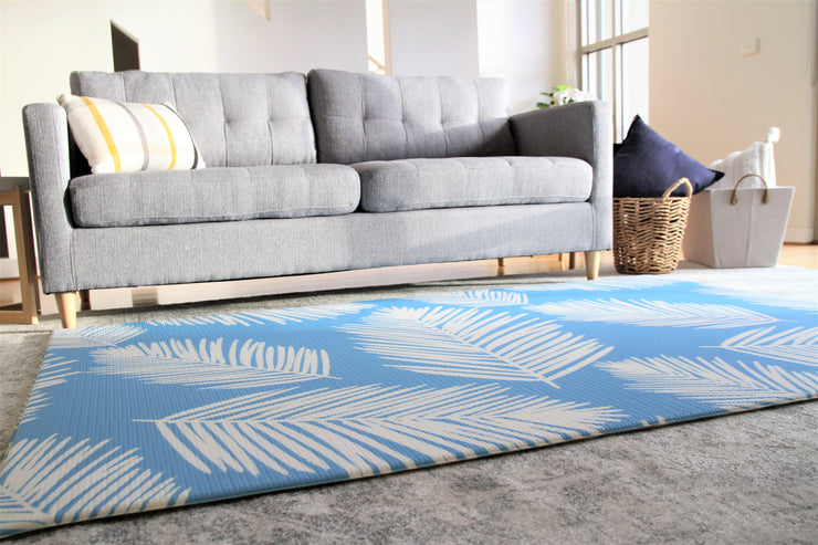 Palm Aqua - Beige Diamonds | Premium Double-Sided Play Mat for Newborn and Adults | Large
