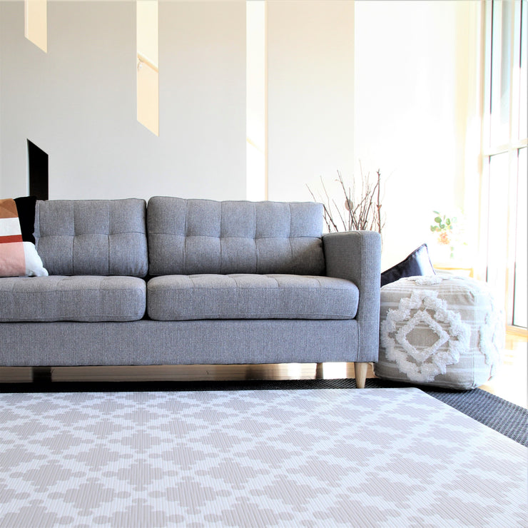 Luxe Dark - Grey Star | Stylish Reversible Foam Floor Play Mat | Large Blue - Grey