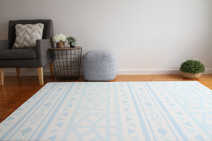 Cushmat Crystals Ivory Baby Blue Soft Stylish Reversible Play Mat LargeCushmat L