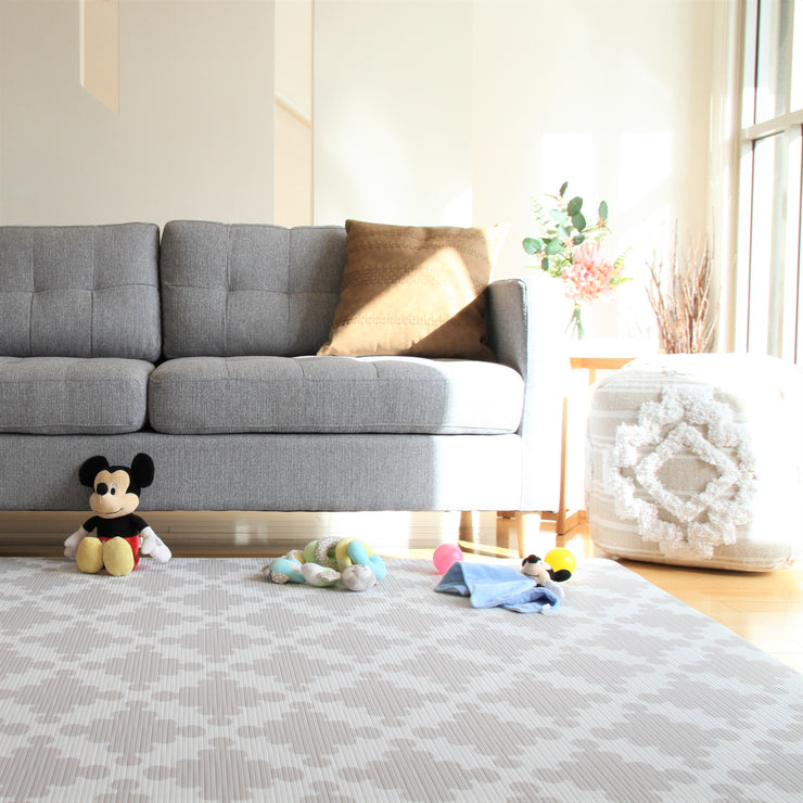 Luxe Dark - Grey Star | Stylish Reversible Foam Floor Play Mat | Large Blue - Grey
