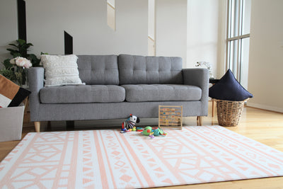 Crystals - Gray Pink | Soft Stylish Reversible Play Mat | Large
