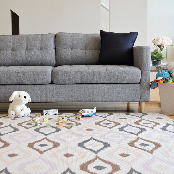 Luxe Lite - Royal Blue Star | Stylish Reversible Foam Floor Play Mat | Large Brown - Blue