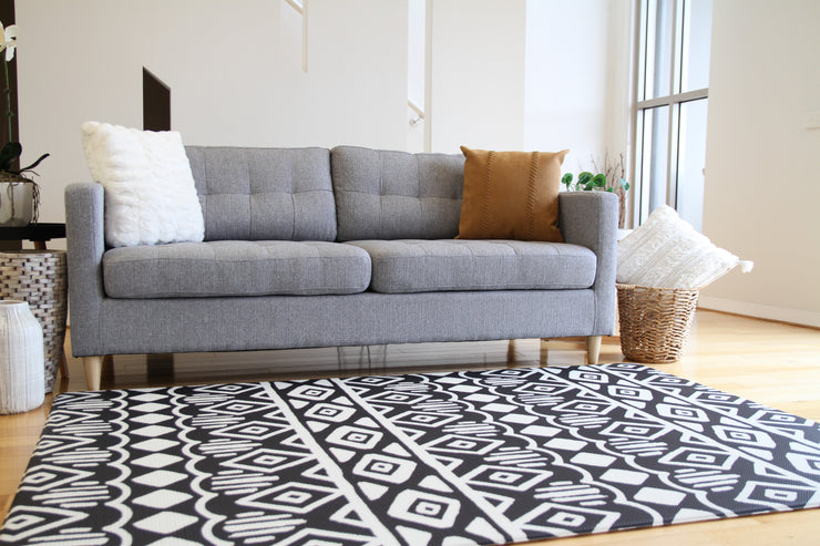 Crystals - Black Gray | Soft Stylish Reversible Play Mat | Large