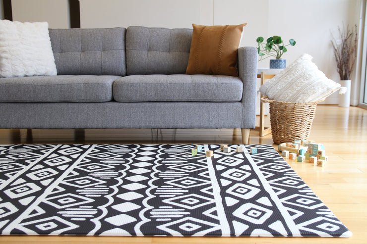 Crystals - Black Gray | Soft Stylish Reversible Play Mat | Large